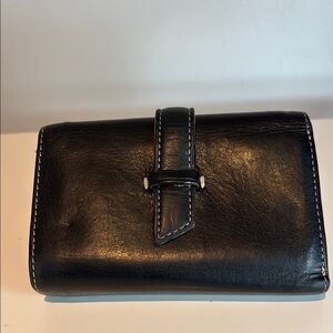 Levenger Trifold Credit Card Wallet Black Leather